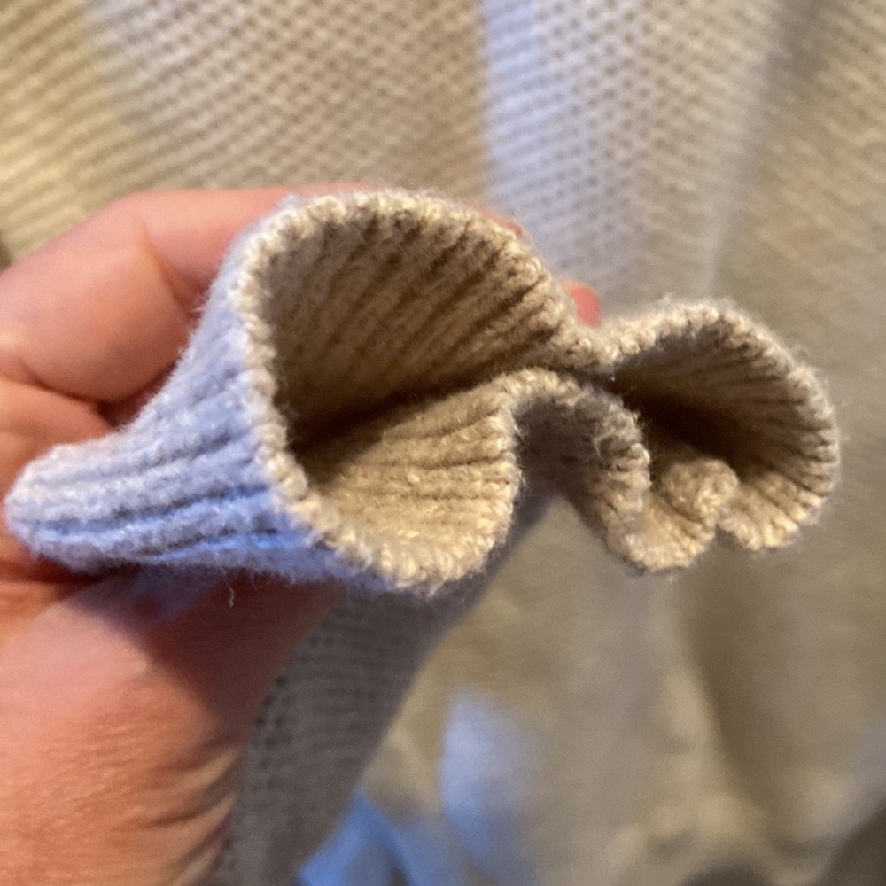 Madewell Womens Waffle split back sweater Size S pretty beige & tan Gently worn - Picture 6 of 12